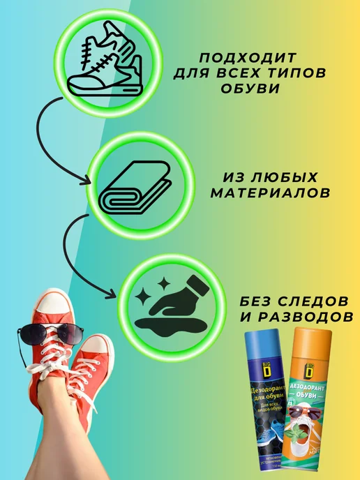 Big D Дезодорант для обуви антибактериальный 150мл 2шт, 150 мл, 2 шт, фото 3