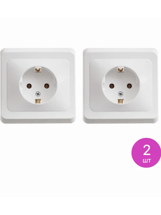 Systeme Electric Розетка силовая Систем Электрик Этюд белый, 2 шт, 2 шт