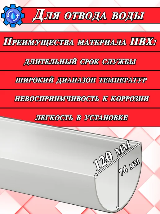 Docke Желоб водосточный d 120 мм 1 метр Деке Премиум 4 штуки, 1 м, фото 2