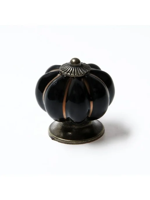 Тундра Ручка-кнопка PEONY Ceramics 001, керамическая, черная, черный, фото 2