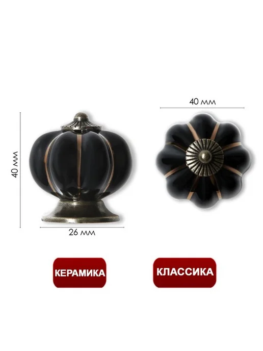 Тундра Ручка-кнопка PEONY Ceramics 001, керамическая, черная, черный, фото 4