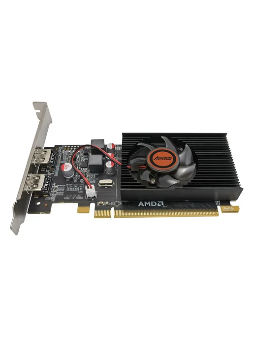 ASPIRING Видеокарта Radeon HD 6570 Двойной HDMI, 2 ГБ GDDR3 64 бит, 2 ГБ