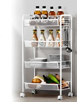 Узкая металлическая этажерка для ванной и кухни на колесиках Homemart 287656690 купить за 1 310 ₽ в интернет-магазине Wildberries