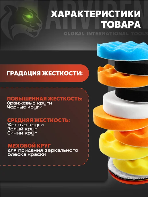 ARVIDEN Круги полировальные на липучке 125 мм для ушм и шуруповёрта, 12 шт, фото 2