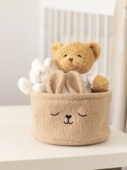 CocoHome Корзина тедди для хранения игрушек и мелочей, коричневый
