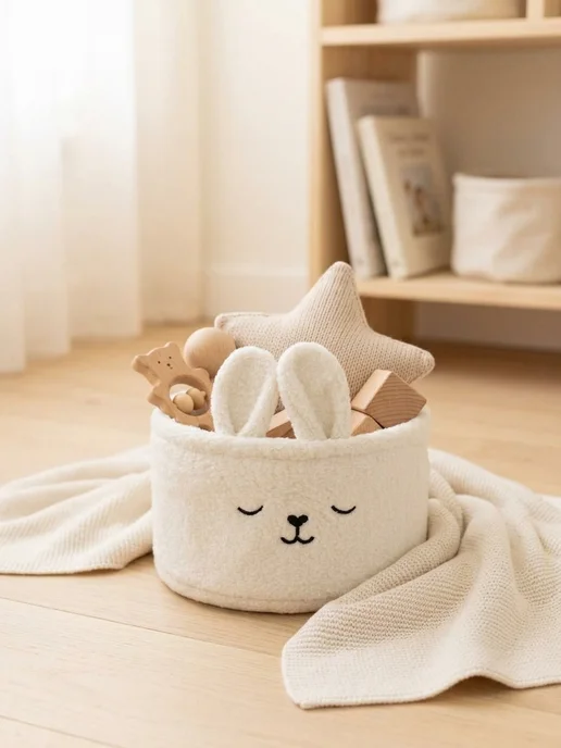 CocoHome Корзина тедди для хранения игрушек и мелочей, белый, фото 2