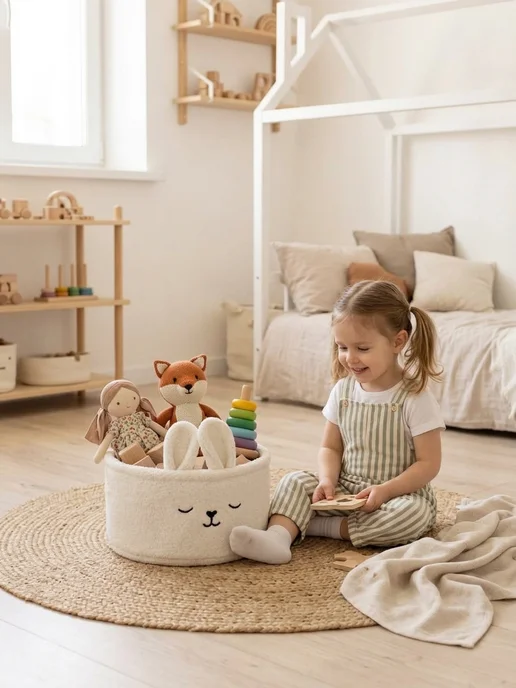 CocoHome Корзина тедди для хранения игрушек и мелочей, белый, фото 3
