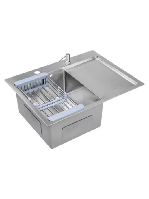 Saniteco Мойка для кухни врезная нержавеющая 6550-L 65х50х22см, 65x50x22 см, 6550 л