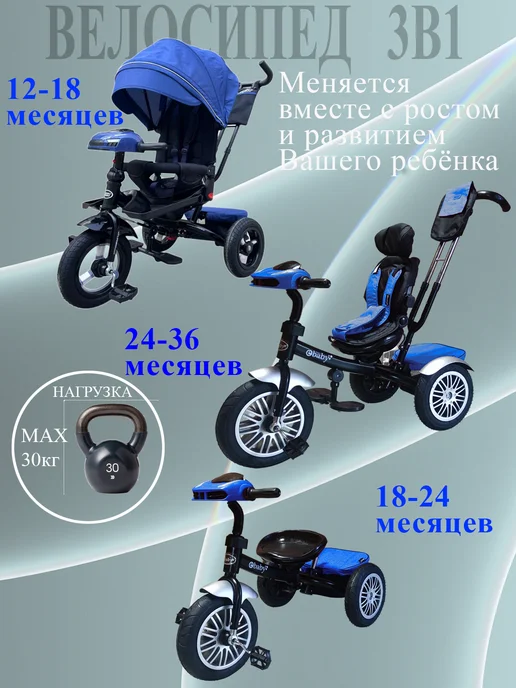 Sportsbaby Трехколесный велосипед eBaby Luxe MS-0633, синий, фото 2
