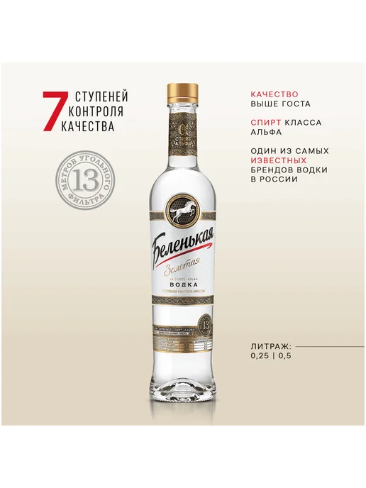 Беленькая Водка Золотая Альфа 0,25 л, 0,25 л, фото 2