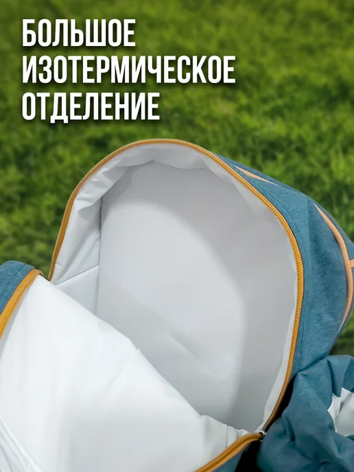 ProfiCamp Набор для пикника с посудой рюкзак термосумка, синий, фото 3
