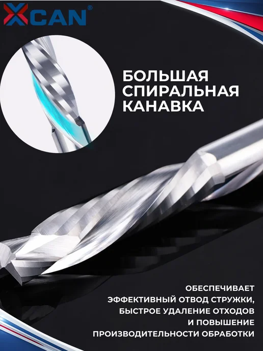 XCAN Фреза компрессионная двухзаходная по дереву 4х25х55мм, вариант, фото 2