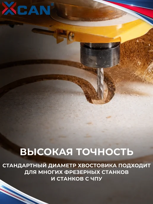 XCAN Фреза компрессионная двухзаходная по дереву 4х25х55мм, вариант, фото 5