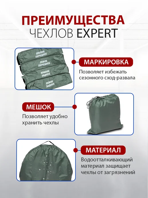 АртБинБэг Набор чехлов для автомобильных колёс R18-R20, 4 шт, фото 3