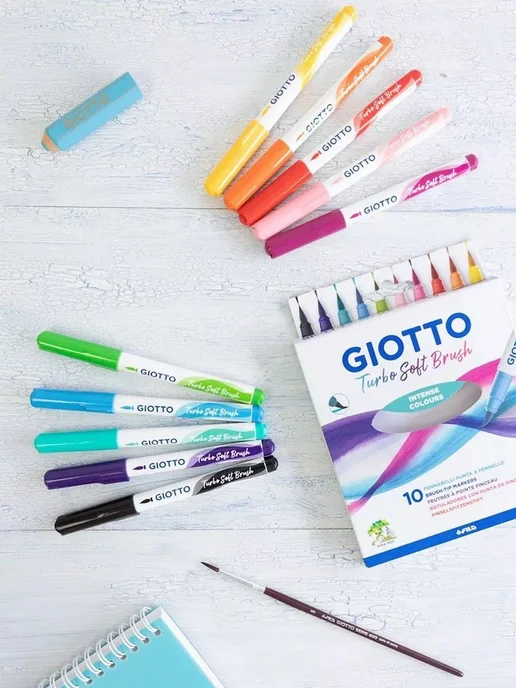 GIOTTO TURBO Soft Brush фломастеры аквабраши 10 цветов F426800, 10 цв., фото 3
