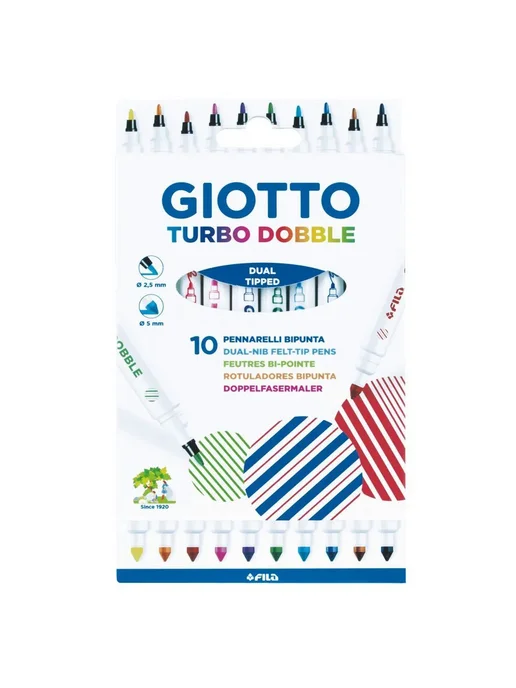 GIOTTO TURBO DOBBLE фломастеры двусторонние 10 цветов F424600, 10 цв., фото 3