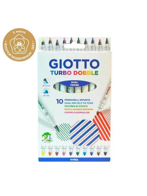 GIOTTO TURBO DOBBLE фломастеры двусторонние 10 цветов F424600, 10 цв., фото 5