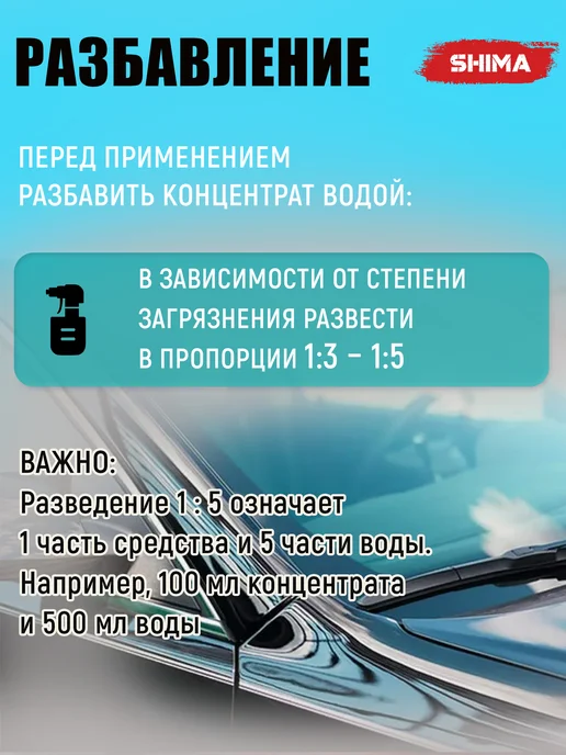 Профессиональный очиститель стекол и зеркал SHIMA PINK GLASS 500 мл, 5 л, фото 3