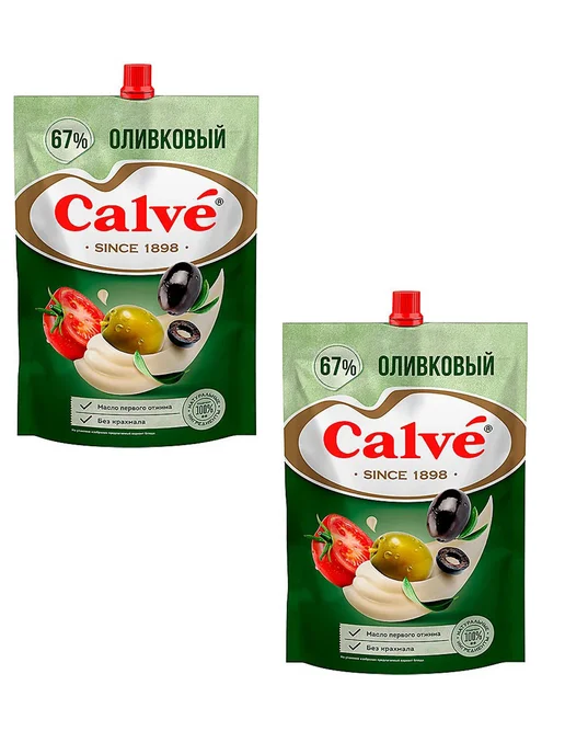 Calve Майонез Оливковый 67%, 400 г, 2 шт, 400 г, 2 шт