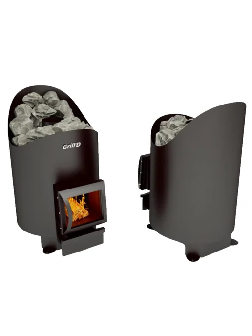 Grill'D Дровяная печь для бани Aurora 160 Long black, черный, фото 2