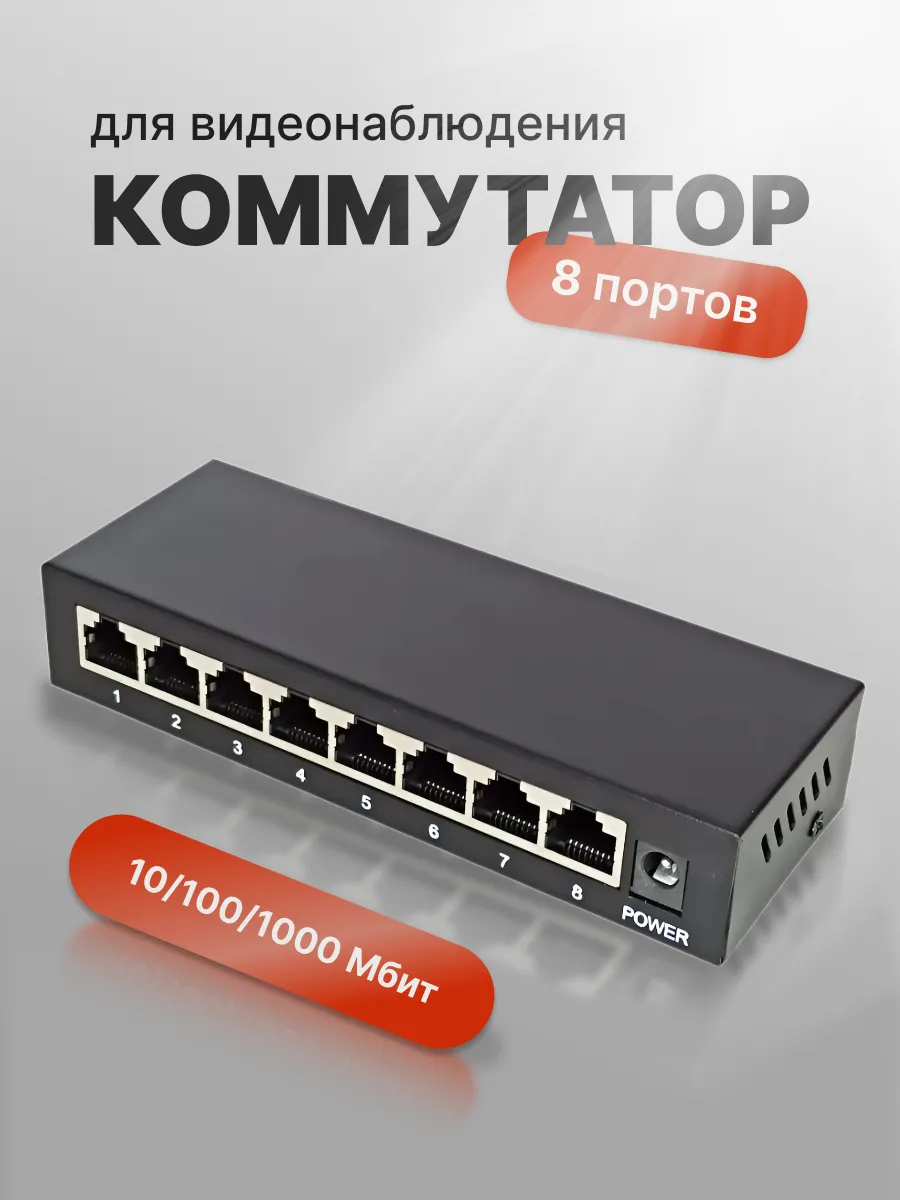 Коммутатор гигабитный 8 портов DC12V