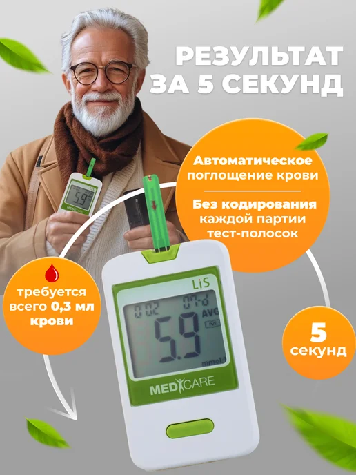 Medicare Тест-полоски для глюкометра Медикеа, 50шт, вариант, фото 3