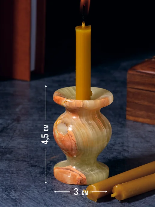 Летопись Подсвечник декоративный из оникса 3х4,5 см, d=1,1 см - 6 шт, 3x4.5 см, 6 шт, фото 3