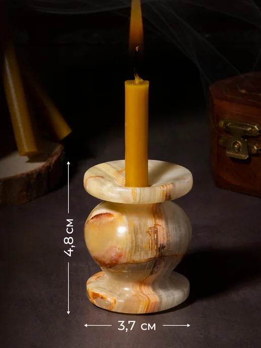 Летопись Подсвечник декоративный из оникса 3х4,5 см, d=1,1 см - 6 шт, 3.7x4.8 см, 2 шт, фото 3