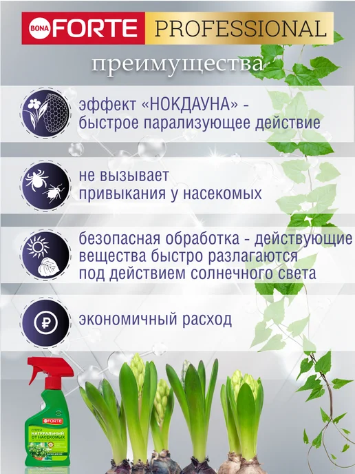 Bona Forte Спрей от насекомых вредителей для растений натуральный 250мл, 250 мл, фото 2