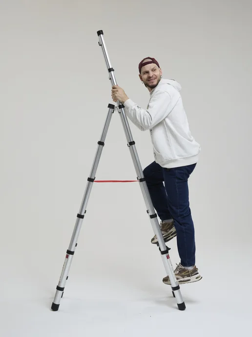 WORKY Стремянка телескопическая 8+6 ступеней 2,3м + 1,7м, 2,3 м, 1,7 м, фото 6