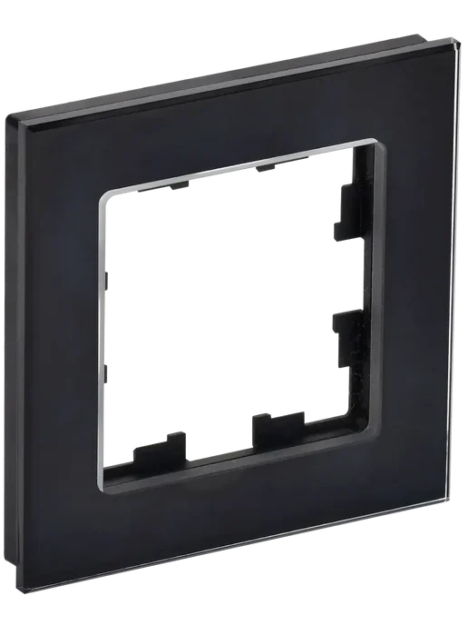 Iek Рамка однопостовая, Стекло, BRITE DECOR, черный