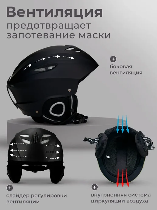 Горнолыжный шлем сноубордический, черный, фото 6