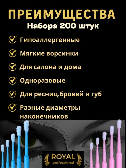 Royal professional Микробраши 200 штук, синий, фото 2