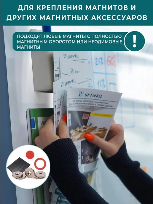 UNIWALL Доска магнитно-маркерная матовая самоклеящаяся 90х120, 60x120 см, фото 4