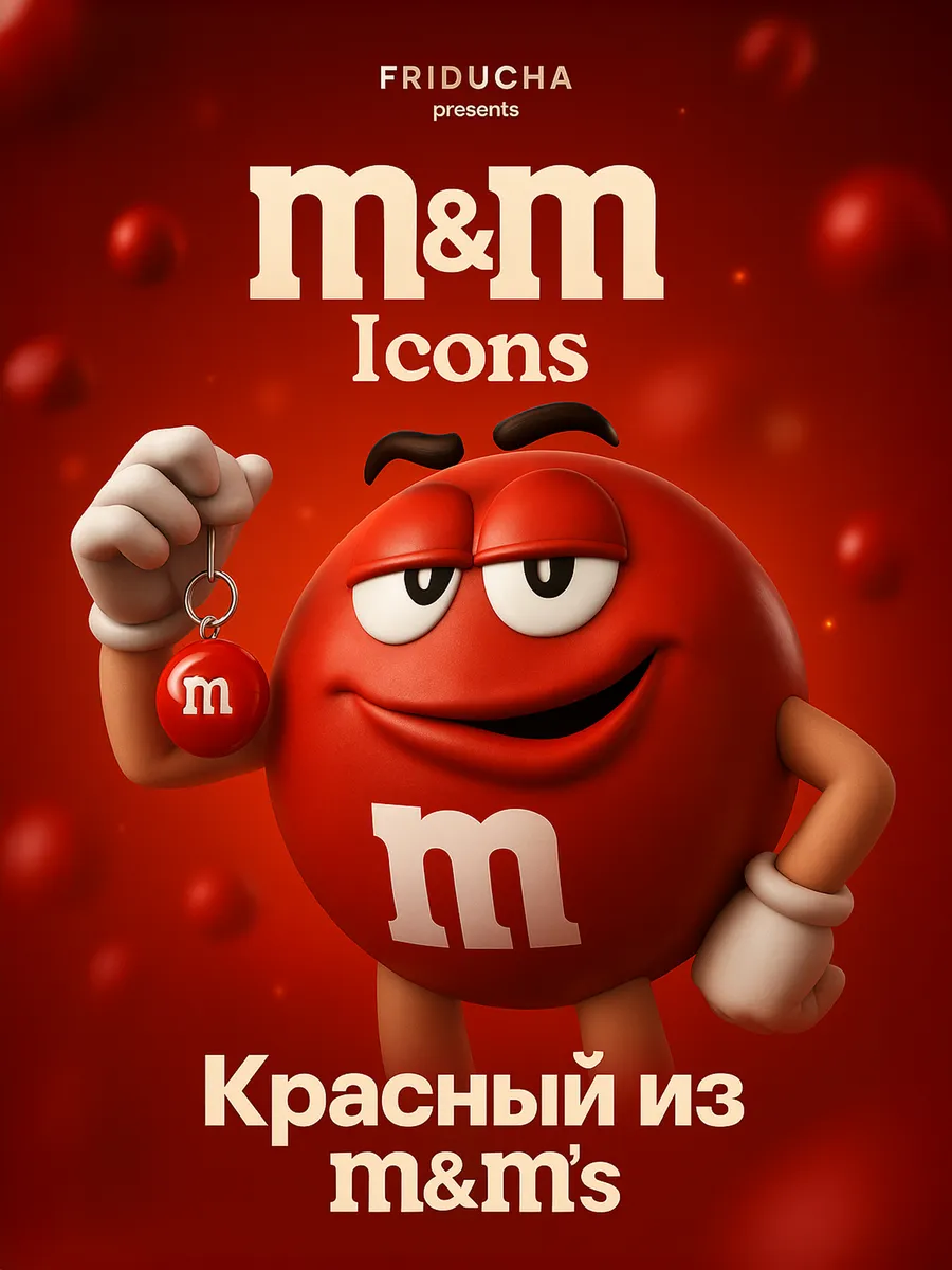 Подвеска M&M’s, красная эмаль, родий