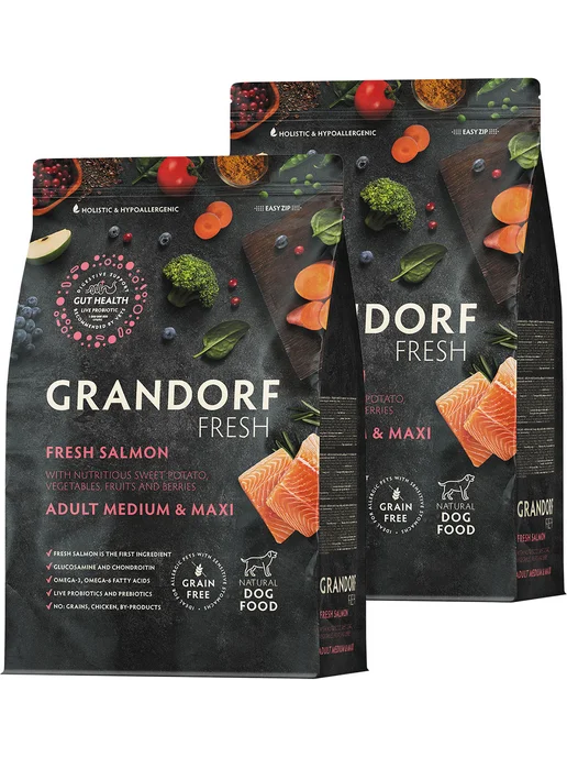Сухой корм Grandorf' Fresh Батат для собак, крупные, средние, лосось, 3 кг, фото 3