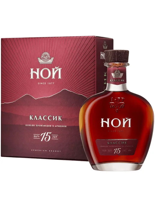 Коньяк Ной Классик 15 лет 0,5 л, в подарочной упаковке, 500 мл