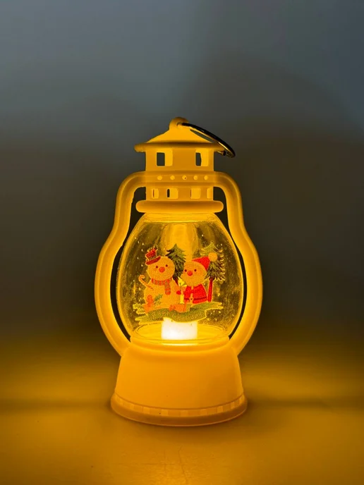 Новогодний фонарик, елочная игрушка 9 см 1 штуки, белый, фото 6
