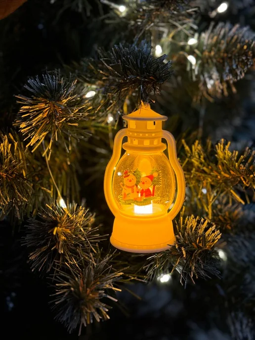 Новогодний фонарик, елочная игрушка 9 см 1 штуки, белый, фото 8