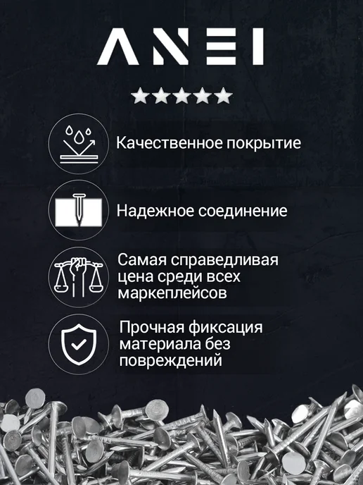 ANEI Гвозди толевые 2 х 25 мм, 2 кг, 3225 штук, 2x25 мм, 1 кг, фото 2