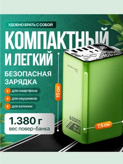 Внешний аккумулятор power bank 60.000mAh дисплей, фонарик Konfulon 288951508 купить за 5 106 ₽ в интернет-магазине Wildberries