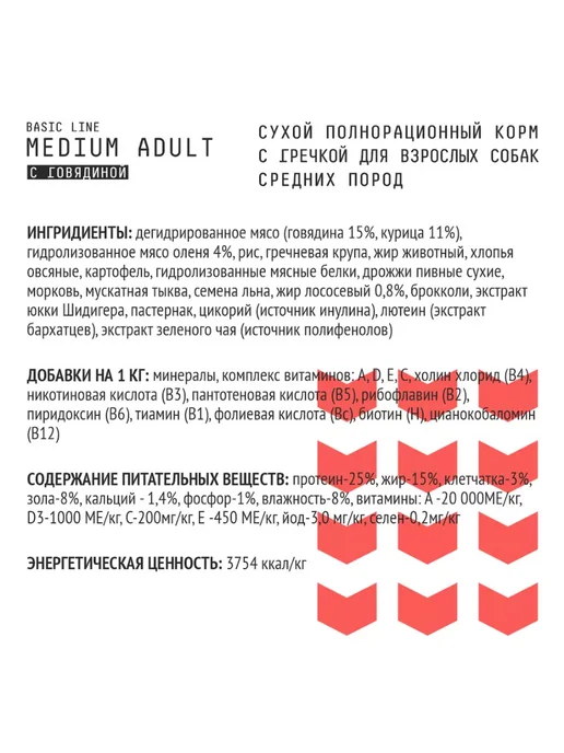 Сухой корм AJO Гречкой для собак, взрослые, средние, 2 кг, фото 2
