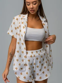 Пижама с шортами муслиновая хлопок