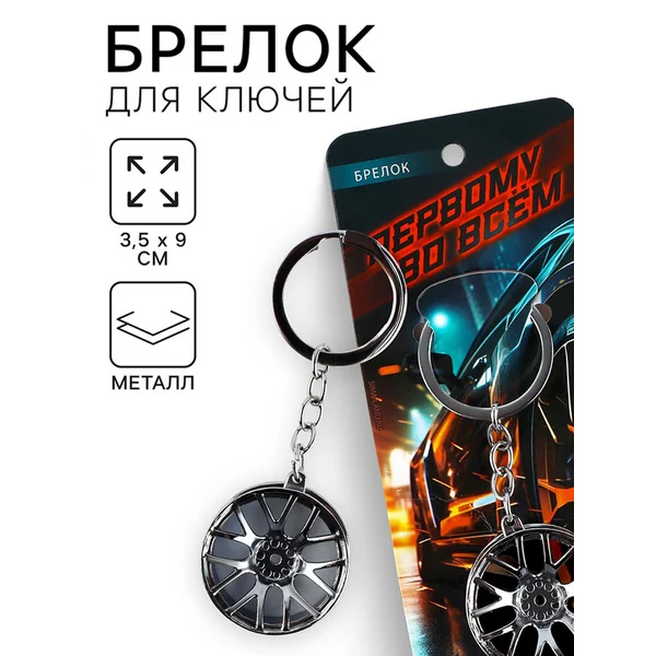 Брелок для ключей металлический для мужчины диск