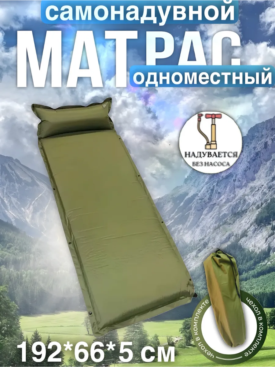Коврик матрас туристический самонадувающийся одноместный