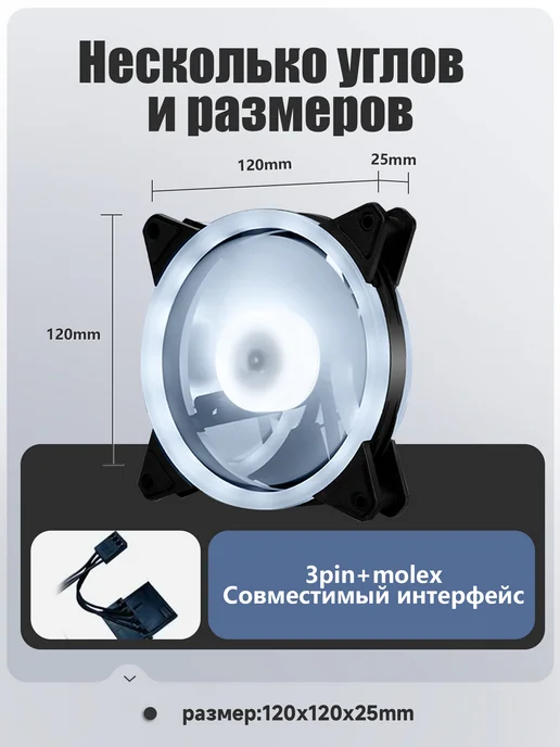 Sakura Vision вентилятор для корпуса пк 120 мм 3шт, 3 шт, фото 4