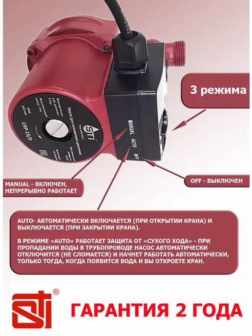 STI Насос повышающий давления воды CRP 15 9, вариант, фото 2