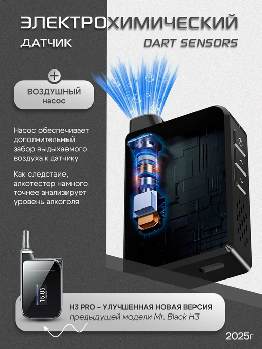 ASENS Алкотестер профессиональный, цифровой тестер гибдд 2025г, вариант, фото 2