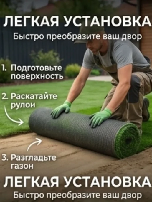 СамФлор Газон искусственный уличный садовый в рулоне 50х230, 40x120, фото 3