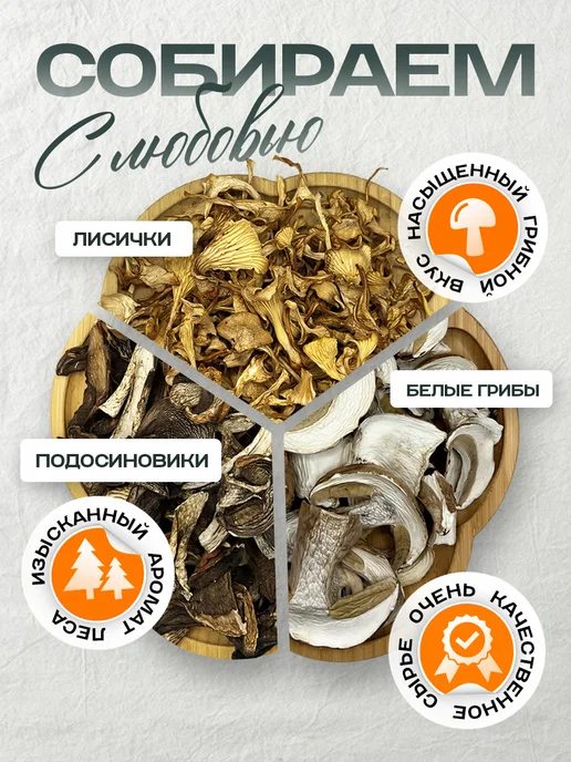 Лесная фея Подарочный набор №1 лесных сушеных грибов 90г, 90 г, фото 2